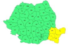 ANM: Două avertizări cod galben de vânt puternic în Dobrogea, valabile în perioada 15 februarie, ora 08.00 – 16 februarie, ora 08.00